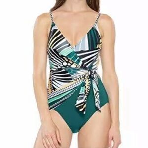 BECCA Womens Handkerchief Printed Wrap One Piece Swimsuit Small NWT